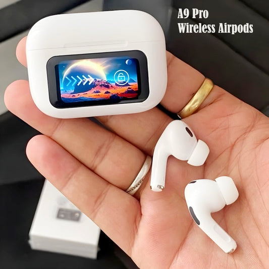 A9 PRO Wireless Bluetooth Earbuds - Digital Display, ANC + ENC, Wireless Charging
