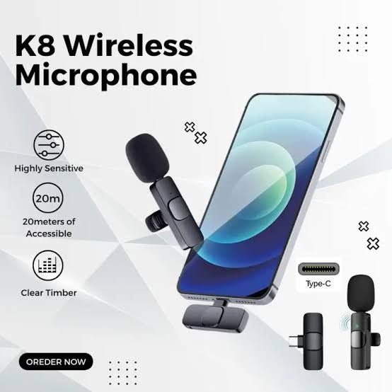 K8 Type C Wireless Microphone / Collar Mic/ IOS/Android Mic
