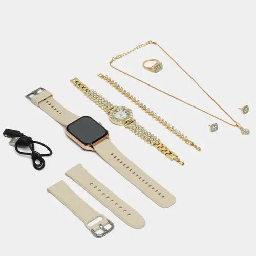 A58 Plus Smart Watch with Elegant Jewellery Combo-Perfect Gift Set
