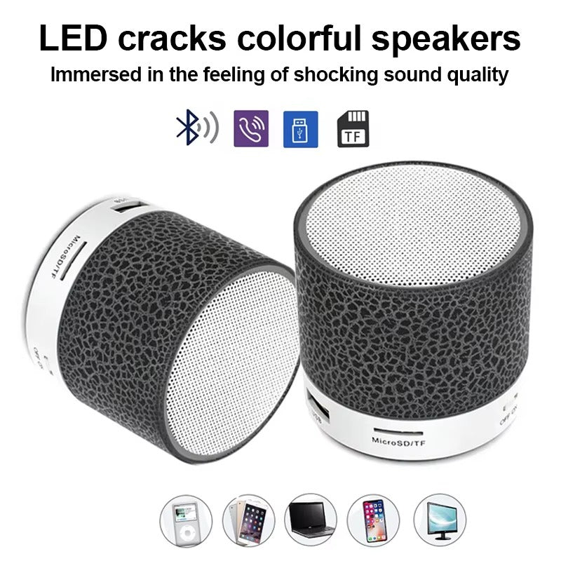 Portable Wireless Mini Bluetooth Speaker – MP3, FM, USB, SD, LED Crackle Lights