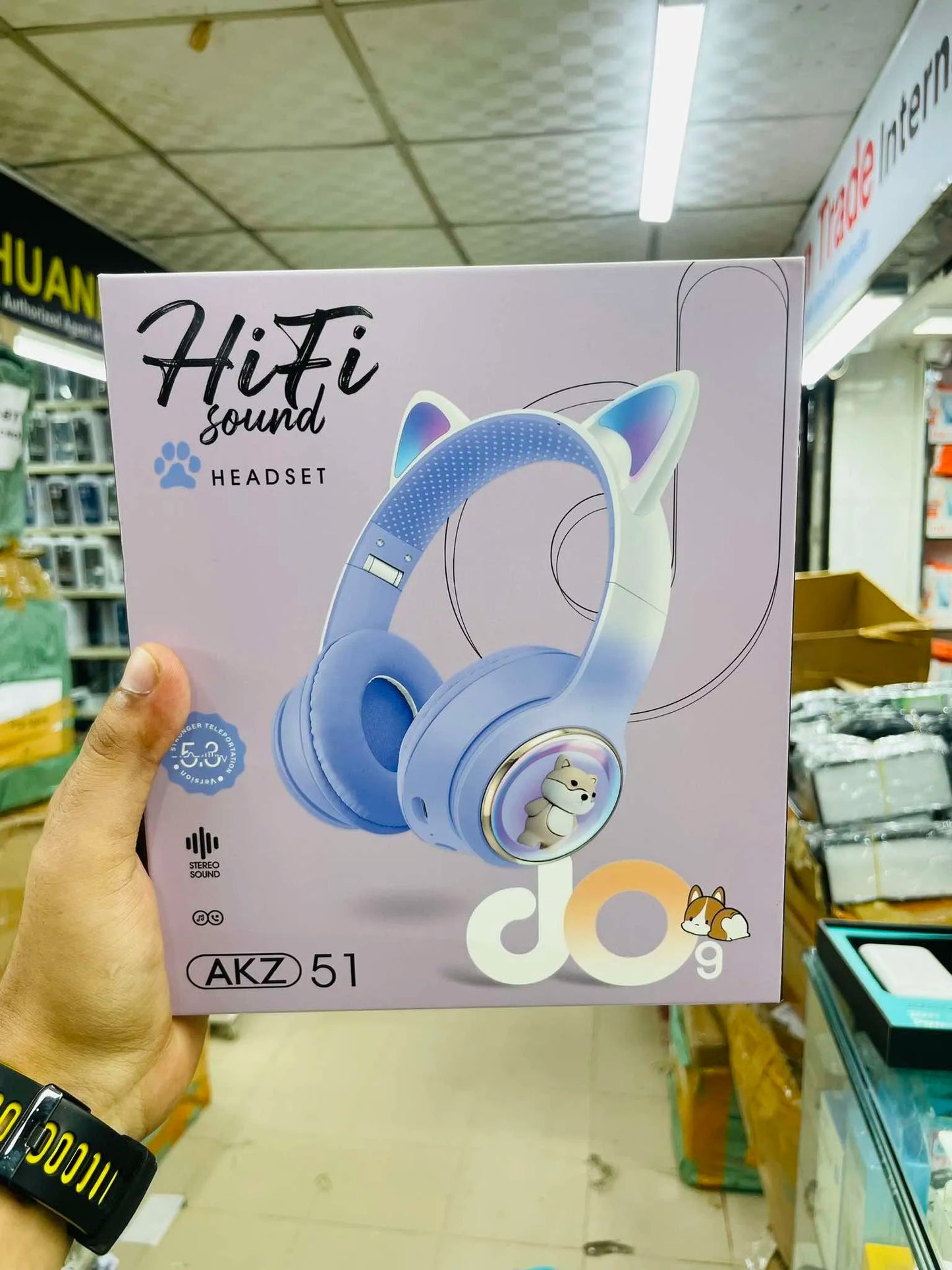 Cute Cat AKZ-51 Wireless Bluetooth Headphones with LED