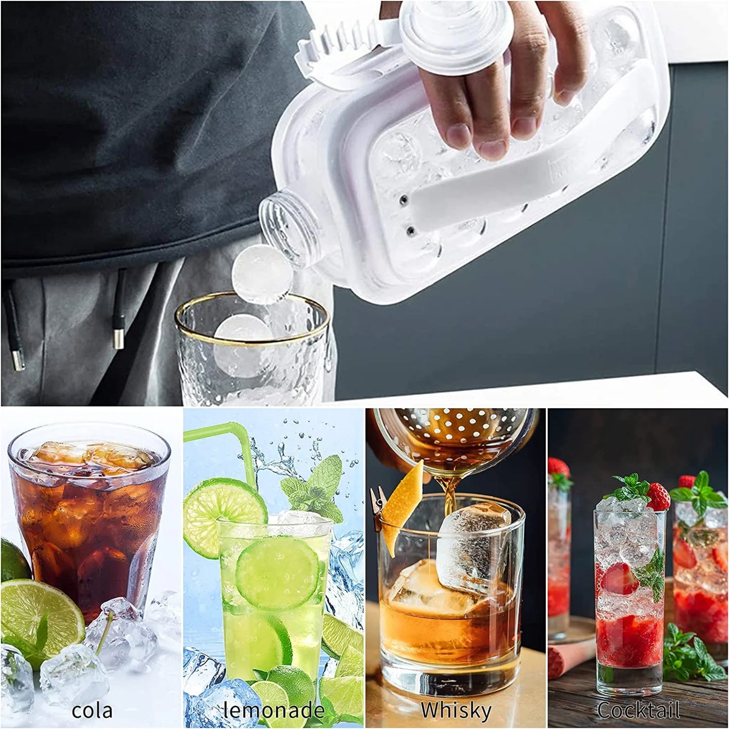 Portable Ice Ball Maker Bottle 2 in 1